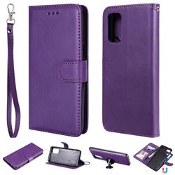 Retro Greek Detachable Magnetic PU Leather Wallet Phone Case for Samsung Galaxy A32 4G - Purple