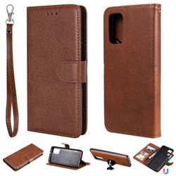 Retro Greek Detachable Magnetic PU Leather Wallet Phone Case for Samsung Galaxy A32 4G - Brown