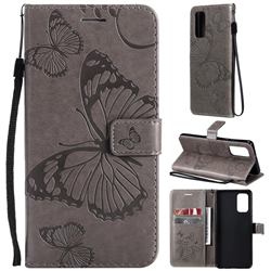 Embossing 3D Butterfly Leather Wallet Case for Samsung Galaxy A32 4G - Gray