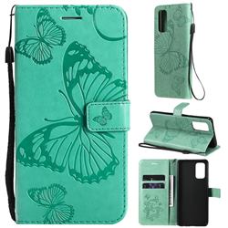 Embossing 3D Butterfly Leather Wallet Case for Samsung Galaxy A32 4G - Green