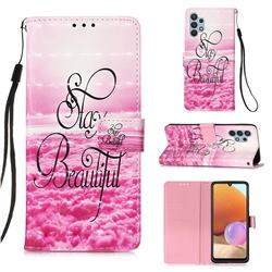 Beautiful 3D Painted Leather Wallet Case for Samsung Galaxy A32 4G