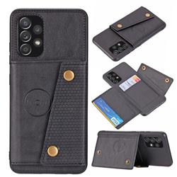 Retro Multifunction Card Slots Stand Leather Coated Phone Back Cover for Samsung Galaxy A32 4G - Black