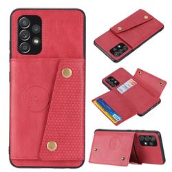 Retro Multifunction Card Slots Stand Leather Coated Phone Back Cover for Samsung Galaxy A32 4G - Red