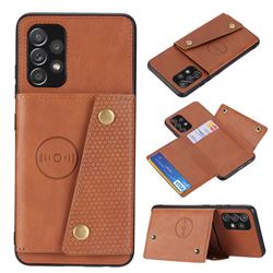 Retro Multifunction Card Slots Stand Leather Coated Phone Back Cover for Samsung Galaxy A32 4G - Brown