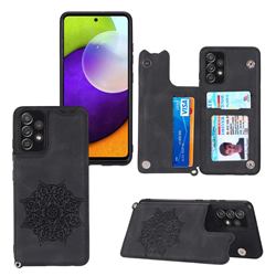 Luxury Mandala Multi-function Magnetic Card Slots Stand Leather Back Cover for Samsung Galaxy A32 4G - Black