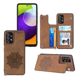 Luxury Mandala Multi-function Magnetic Card Slots Stand Leather Back Cover for Samsung Galaxy A32 4G - Brown