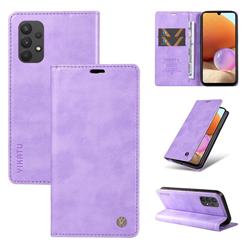 YIKATU Litchi Card Magnetic Automatic Suction Leather Flip Cover for Samsung Galaxy A32 4G - Purple