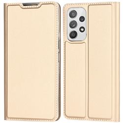 Ultra Slim Card Magnetic Automatic Suction Leather Wallet Case for Samsung Galaxy A33 5G - Champagne