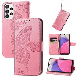 Embossing Mandala Flower Butterfly Leather Wallet Case for Samsung Galaxy A33 5G - Pink