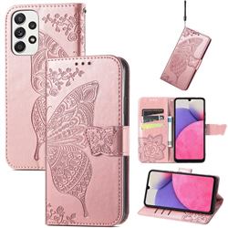 Embossing Mandala Flower Butterfly Leather Wallet Case for Samsung Galaxy A33 5G - Rose Gold