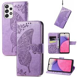Embossing Mandala Flower Butterfly Leather Wallet Case for Samsung Galaxy A33 5G - Light Purple