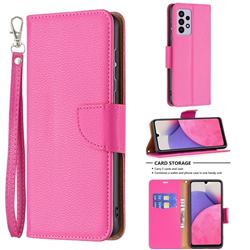 Classic Luxury Litchi Leather Phone Wallet Case for Samsung Galaxy A33 5G - Rose