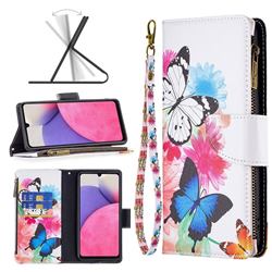 Vivid Flying Butterflies Binfen Color BF03 Retro Zipper Leather Wallet Phone Case for Samsung Galaxy A33 5G