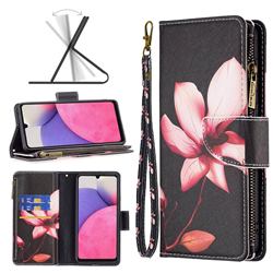 Lotus Flower Binfen Color BF03 Retro Zipper Leather Wallet Phone Case for Samsung Galaxy A33 5G