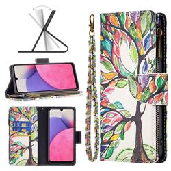 The Tree of Life Binfen Color BF03 Retro Zipper Leather Wallet Phone Case for Samsung Galaxy A33 5G
