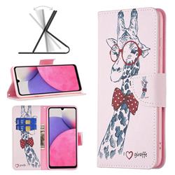 Glasses Giraffe Leather Wallet Case for Samsung Galaxy A33 5G