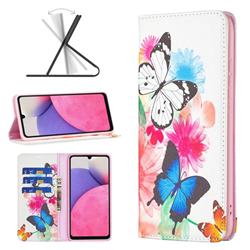 Flying Butterflies Slim Magnetic Attraction Wallet Flip Cover for Samsung Galaxy A33 5G
