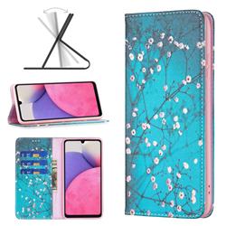 Plum Blossom Slim Magnetic Attraction Wallet Flip Cover for Samsung Galaxy A33 5G