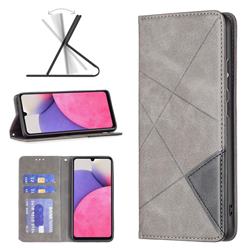 Prismatic Slim Magnetic Sucking Stitching Wallet Flip Cover for Samsung Galaxy A33 5G - Gray