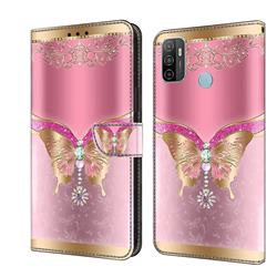 Pink Diamond Butterfly Crystal PU Leather Protective Wallet Case Cover for Samsung Galaxy A33 5G
