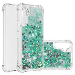 Dynamic Liquid Glitter Sand Quicksand TPU Case for Samsung Galaxy A34 5G - Green Love Heart