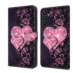 Lace Heart Crystal PU Leather Protective Wallet Case Cover for Samsung Galaxy A34 5G