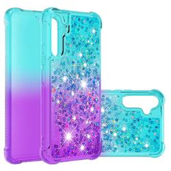 Rainbow Gradient Liquid Glitter Quicksand Sequins Phone Case for Samsung Galaxy A34 5G - Blue Purple