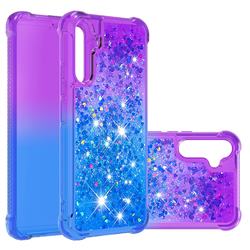 Rainbow Gradient Liquid Glitter Quicksand Sequins Phone Case for Samsung Galaxy A34 5G - Purple Blue