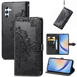 Embossing Imprint Mandala Flower Leather Wallet Case for Samsung Galaxy A34 5G - Black