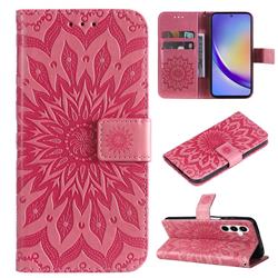 Embossing Sunflower Leather Wallet Case for Samsung Galaxy A35 5G - Pink