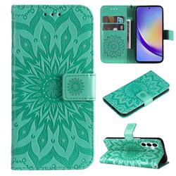 Embossing Sunflower Leather Wallet Case for Samsung Galaxy A35 5G - Green