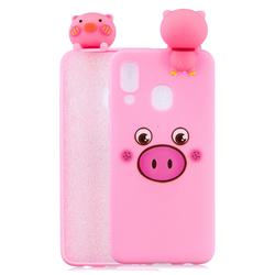 Small Pink Pig Soft 3D Climbing Doll Soft Case for Samsung Galaxy A40