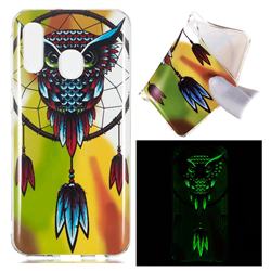 Owl Wind Chimes Noctilucent Soft TPU Back Cover for Samsung Galaxy A40