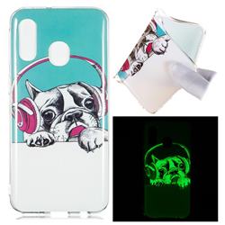Headphone Puppy Noctilucent Soft TPU Back Cover for Samsung Galaxy A40