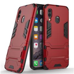 Armor Premium Tactical Grip Kickstand Shockproof Dual Layer Rugged Hard Cover for Samsung Galaxy A40 - Wine Red