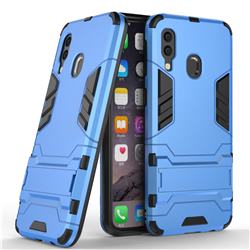 Armor Premium Tactical Grip Kickstand Shockproof Dual Layer Rugged Hard Cover for Samsung Galaxy A40 - Light Blue