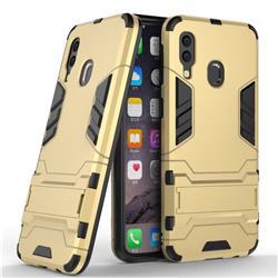 Armor Premium Tactical Grip Kickstand Shockproof Dual Layer Rugged Hard Cover for Samsung Galaxy A40 - Golden