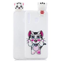 Cute Pink Kitten Soft 3D Climbing Doll Soft Case for Samsung Galaxy A40