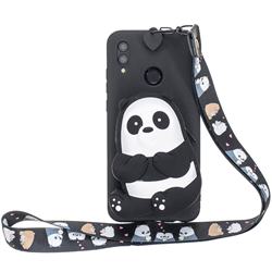 Cute Panda Neck Lanyard Zipper Wallet Silicone Case for Samsung Galaxy A40