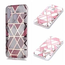 Pink Rhombus Galvanized Rose Gold Marble Phone Back Cover for Samsung Galaxy A40