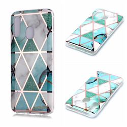 Green White Galvanized Rose Gold Marble Phone Back Cover for Samsung Galaxy A40