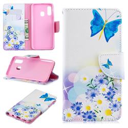 Butterflies Flowers Leather Wallet Case for Samsung Galaxy A40