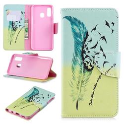 Feather Bird Leather Wallet Case for Samsung Galaxy A40