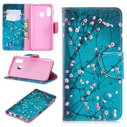 Blue Plum Leather Wallet Case for Samsung Galaxy A40