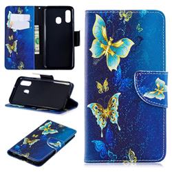 Golden Butterflies Leather Wallet Case for Samsung Galaxy A40