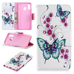 Peach Butterflies Leather Wallet Case for Samsung Galaxy A40