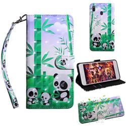Eating Bamboo Pandas 3D Painted Leather Wallet Case for Samsung Galaxy A40