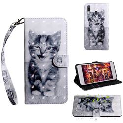Smiley Cat 3D Painted Leather Wallet Case for Samsung Galaxy A40