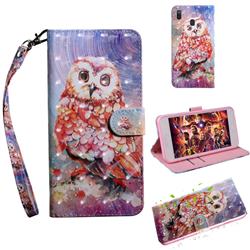 Colored Owl 3D Painted Leather Wallet Case for Samsung Galaxy A40