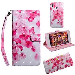 Peach Blossom 3D Painted Leather Wallet Case for Samsung Galaxy A40